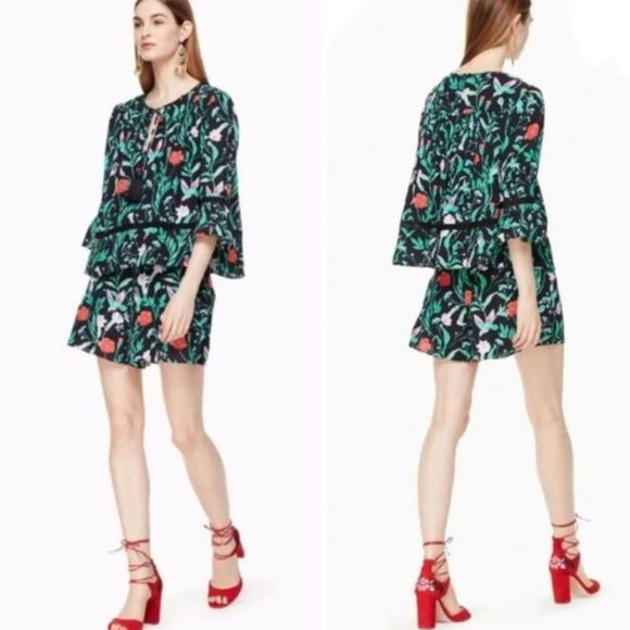 ๐บ NWOT Kate Spade โ ๏ธ Jardin crepe tropical romper - Picture 5 of 12